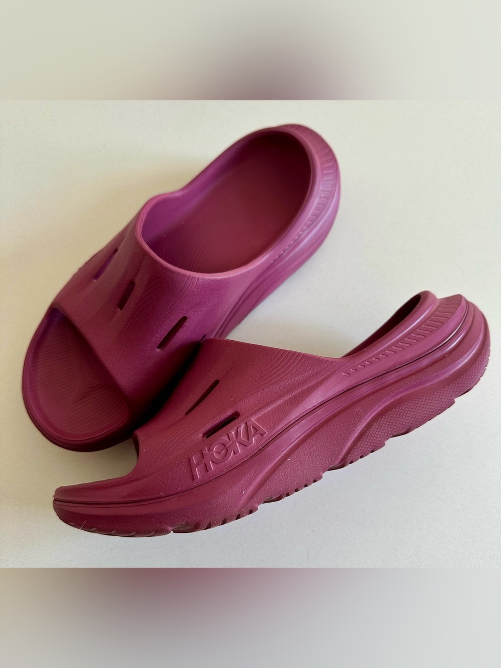 Hoka Ora Recovery Slide Sandals - Berry Burgundy Purple - Women 9 Men 7